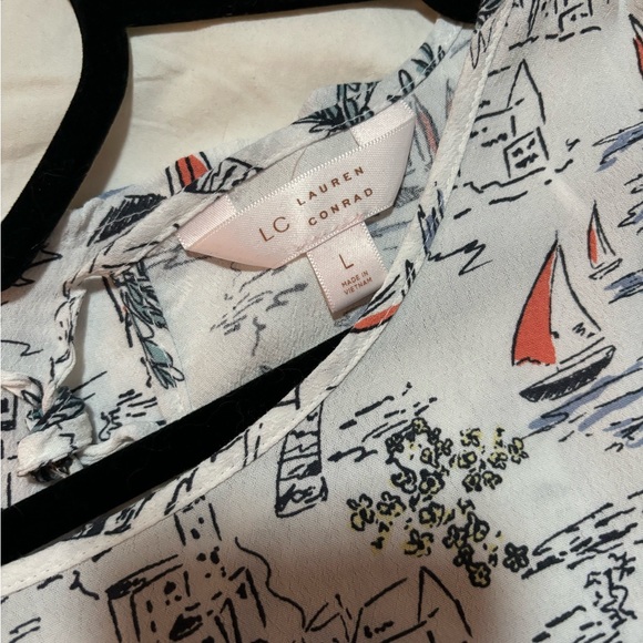 Lauren Conrad Mediterranean Seaside Rayon Blouse, Women’s Size Large - Picture 4 of 7